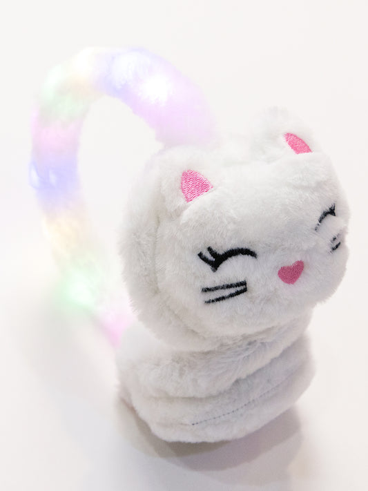 White Cat Earmuffs with LED Lights