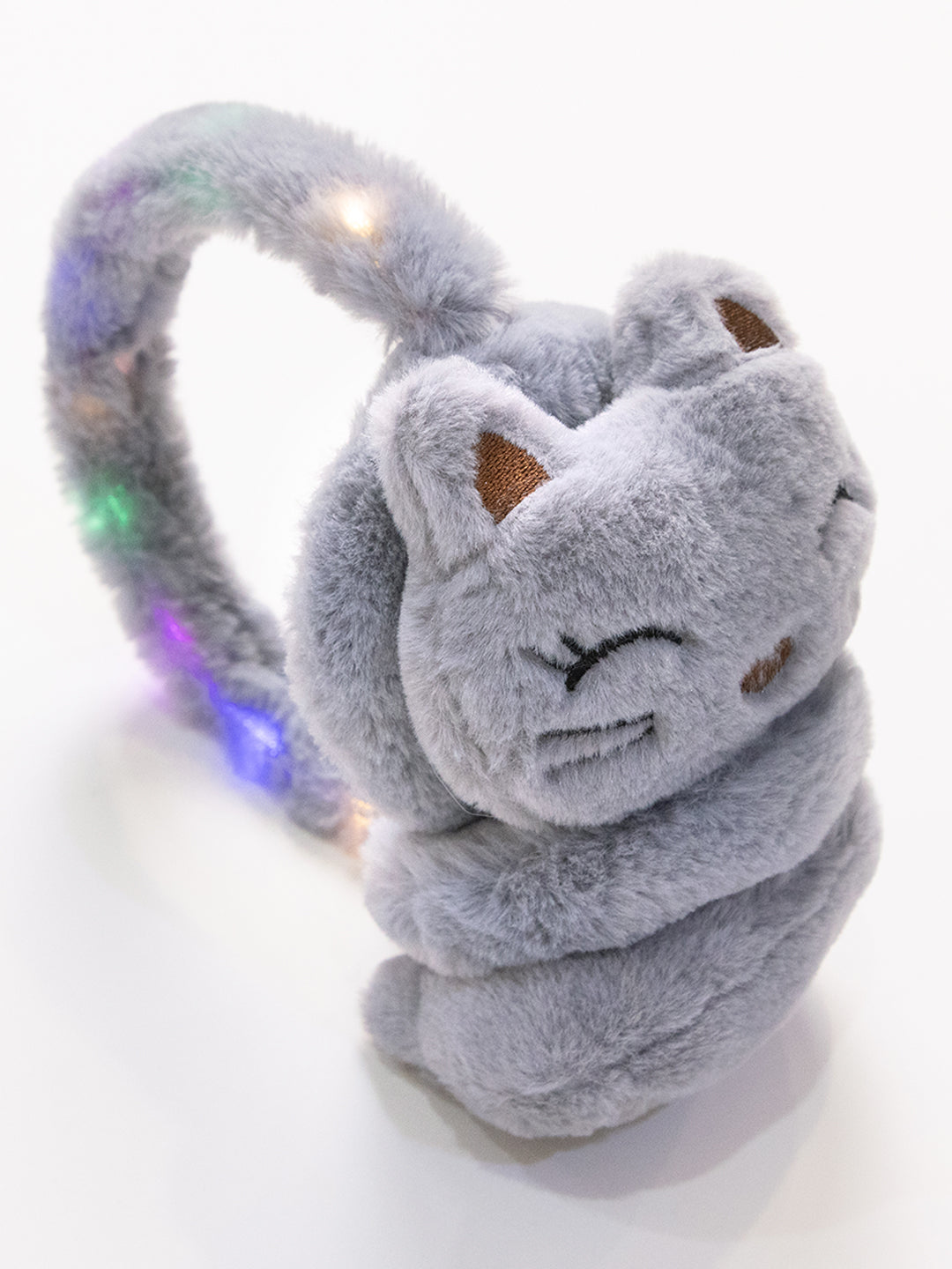 Grey Cat Earmuffs with LED Lights