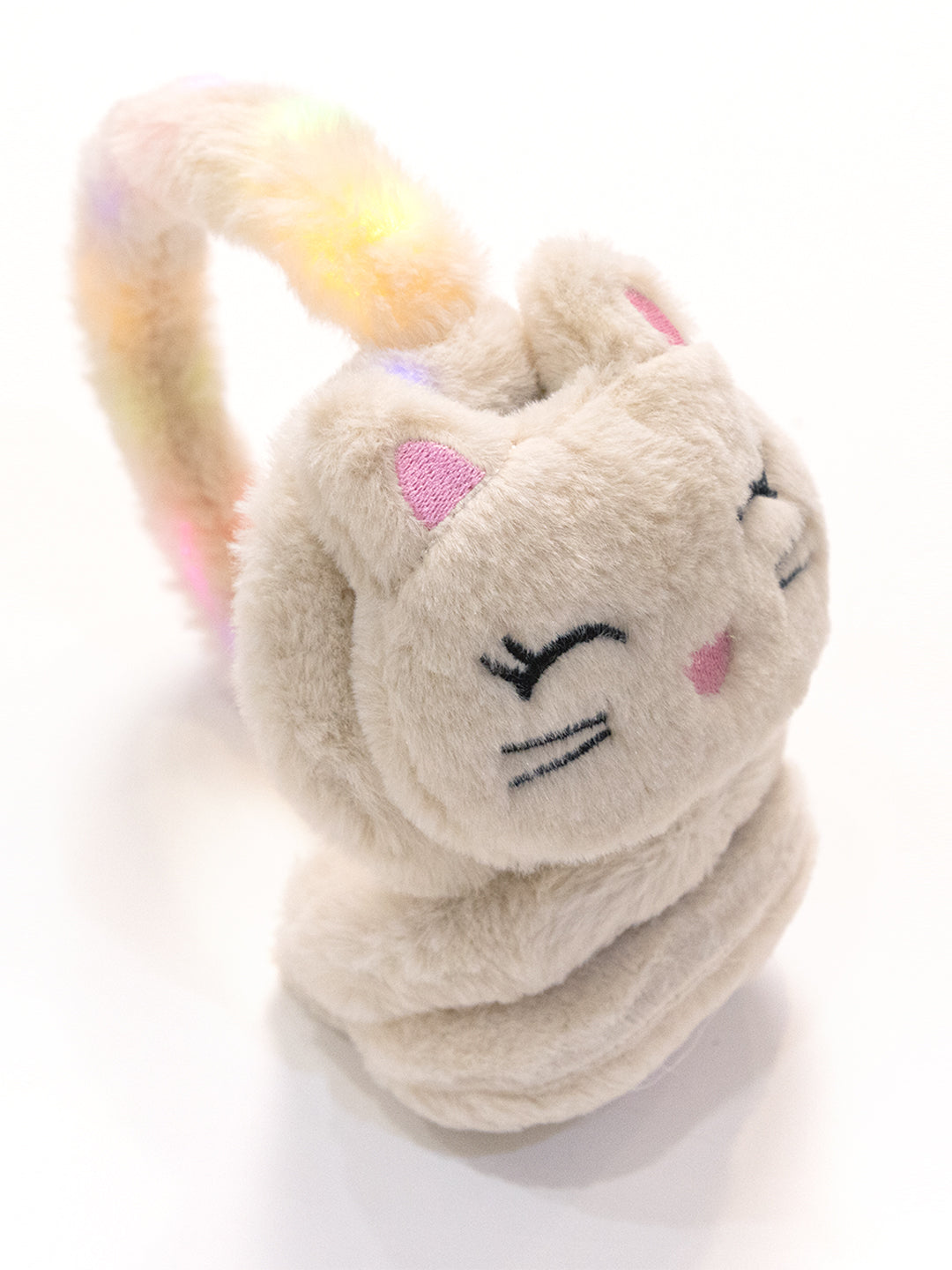 Cream Cat Earmuffs with LED Lights