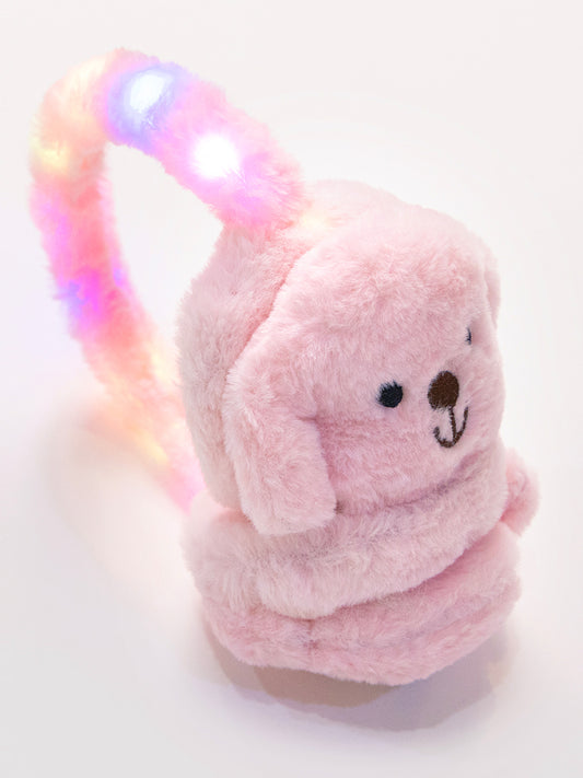 Pink Dog Earmuffs with LED Lights