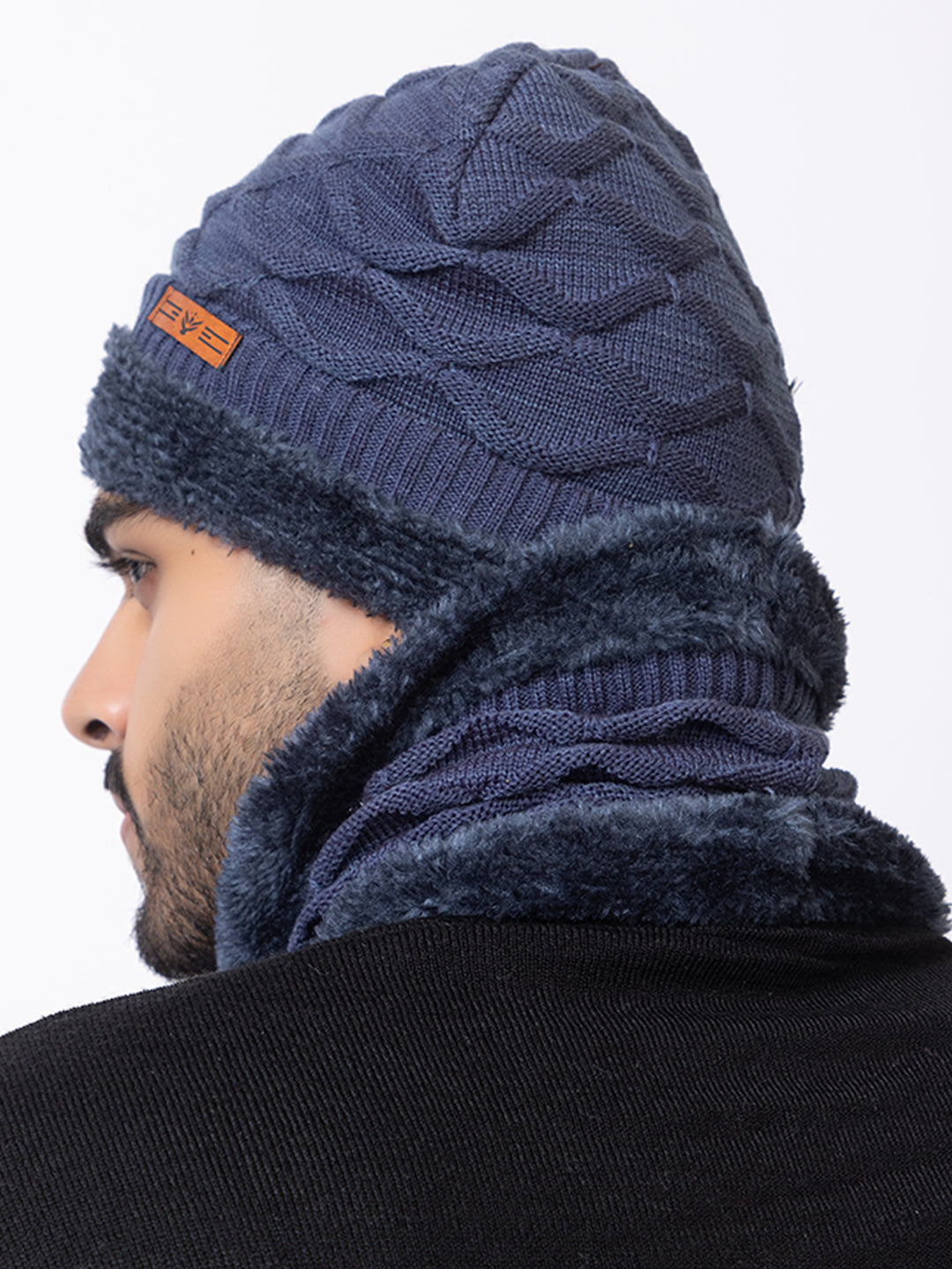 dark grey beanie neck set with gloves double