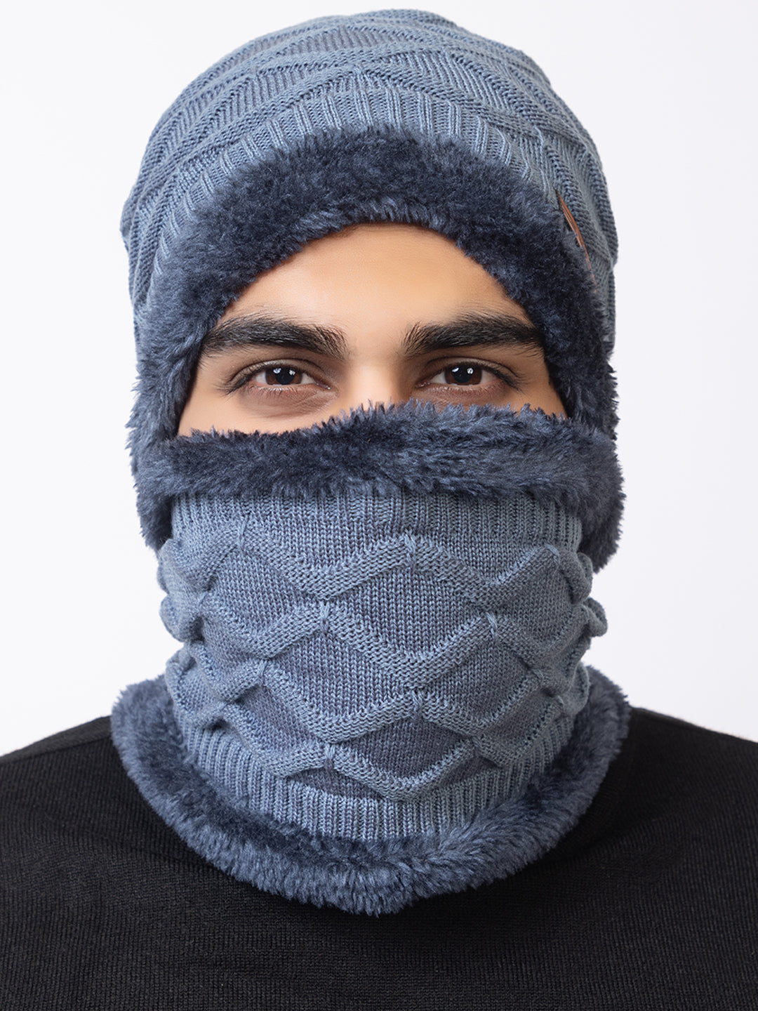 grey beanie neck set 