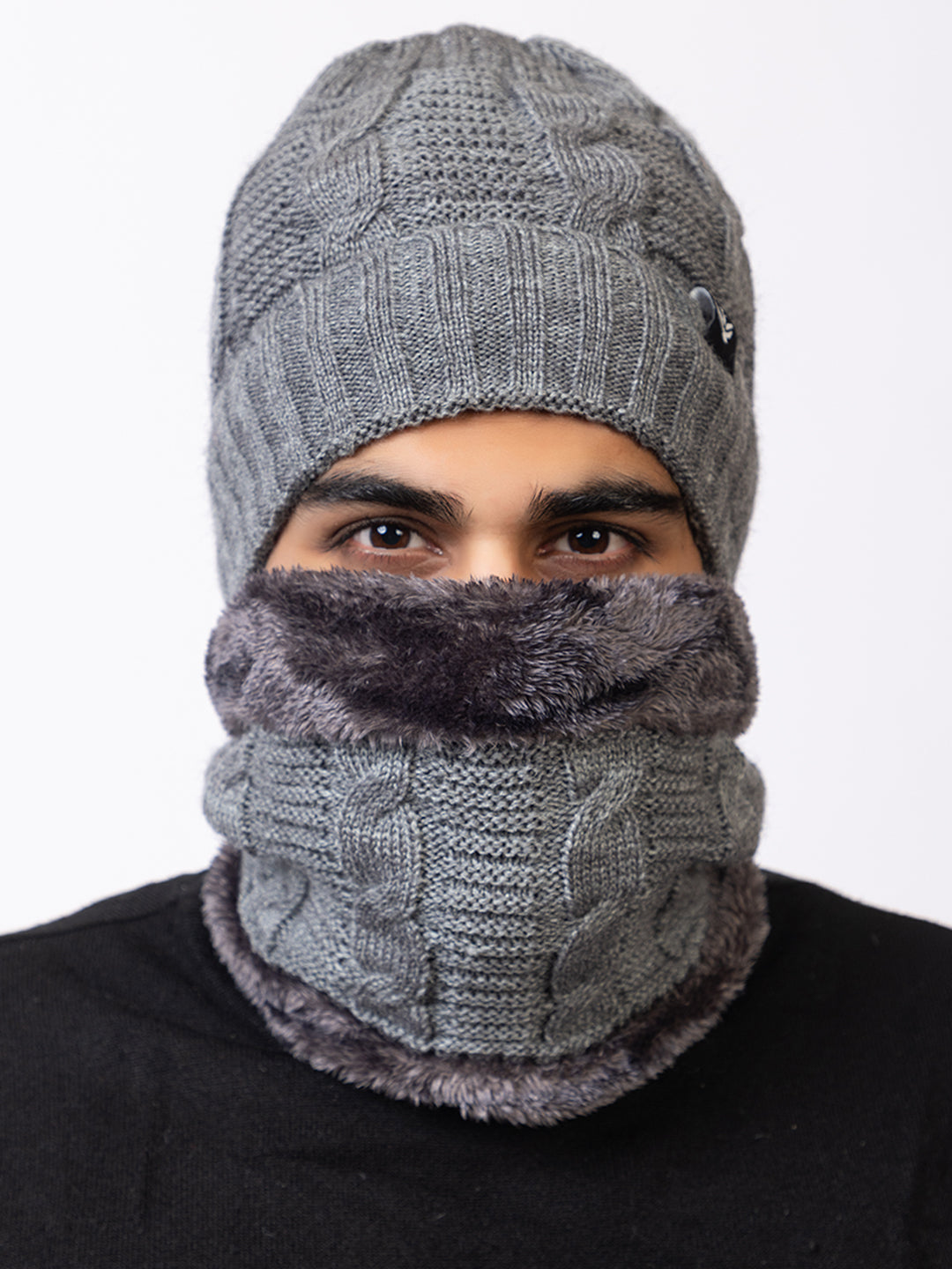 grey beanie neck set 