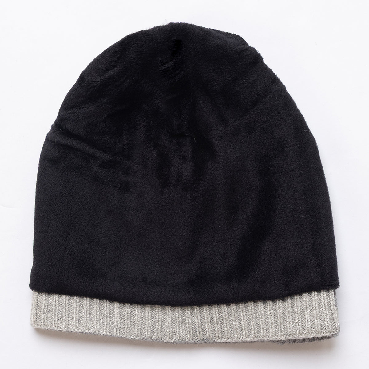 Unisex Grey Winter Wool Cap | Warm Soft Stretch Beanie with Braid Design