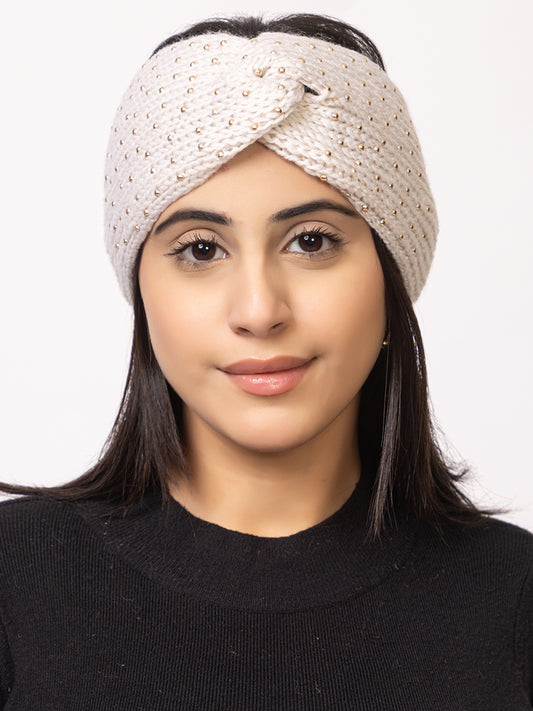 Women Mini Pearl Headband – White