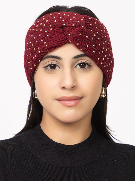 Women Mini Pearl Headband – Maroon