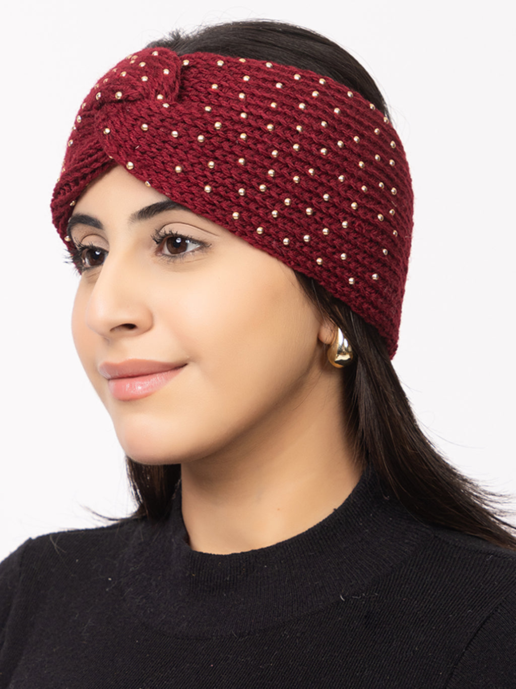 Women Mini Pearl Headband – Maroon