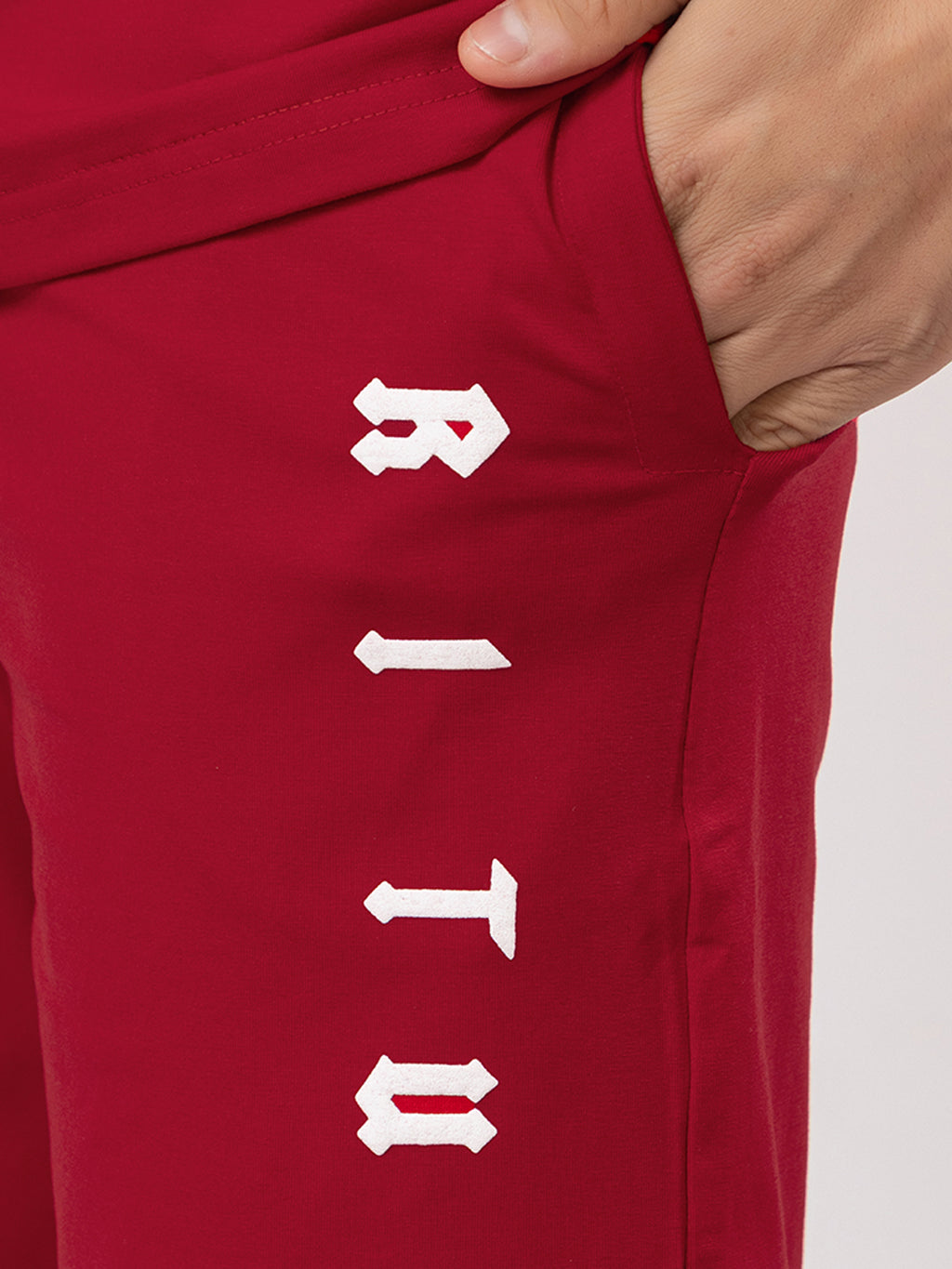 Men's Oversized Round Neck Printed Co-ord Set - Red