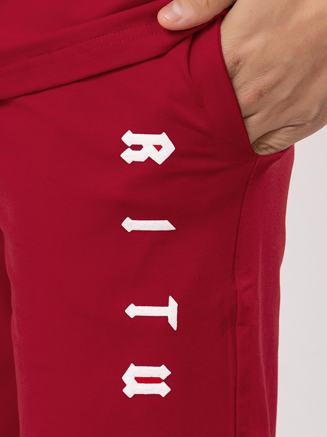 Men's Oversized Round Neck Printed Co-ord Set - Red