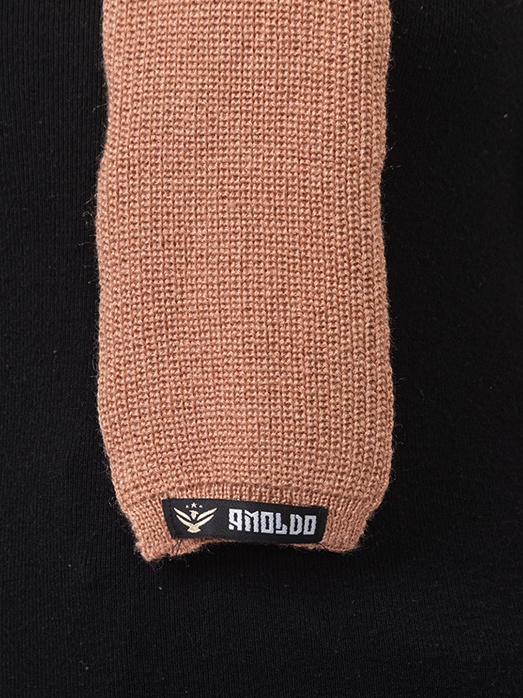 AMOLDO Women's Wool Beanie Fleece Cap with Attached Scarf- Peach