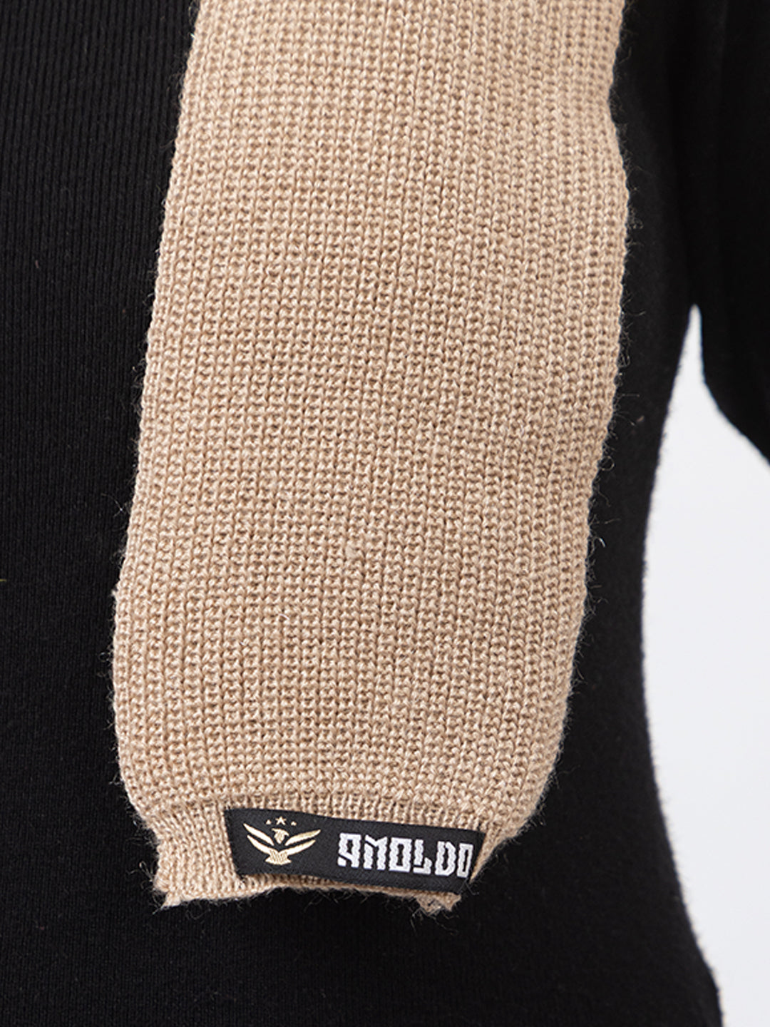 AMOLDO Women's Wool Beanie Fleece Cap with Attached Scarf- Cream