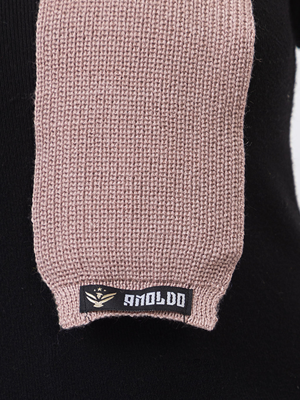 AMOLDO Women's Wool Beanie Fleece Cap with Attached Scarf- Pink