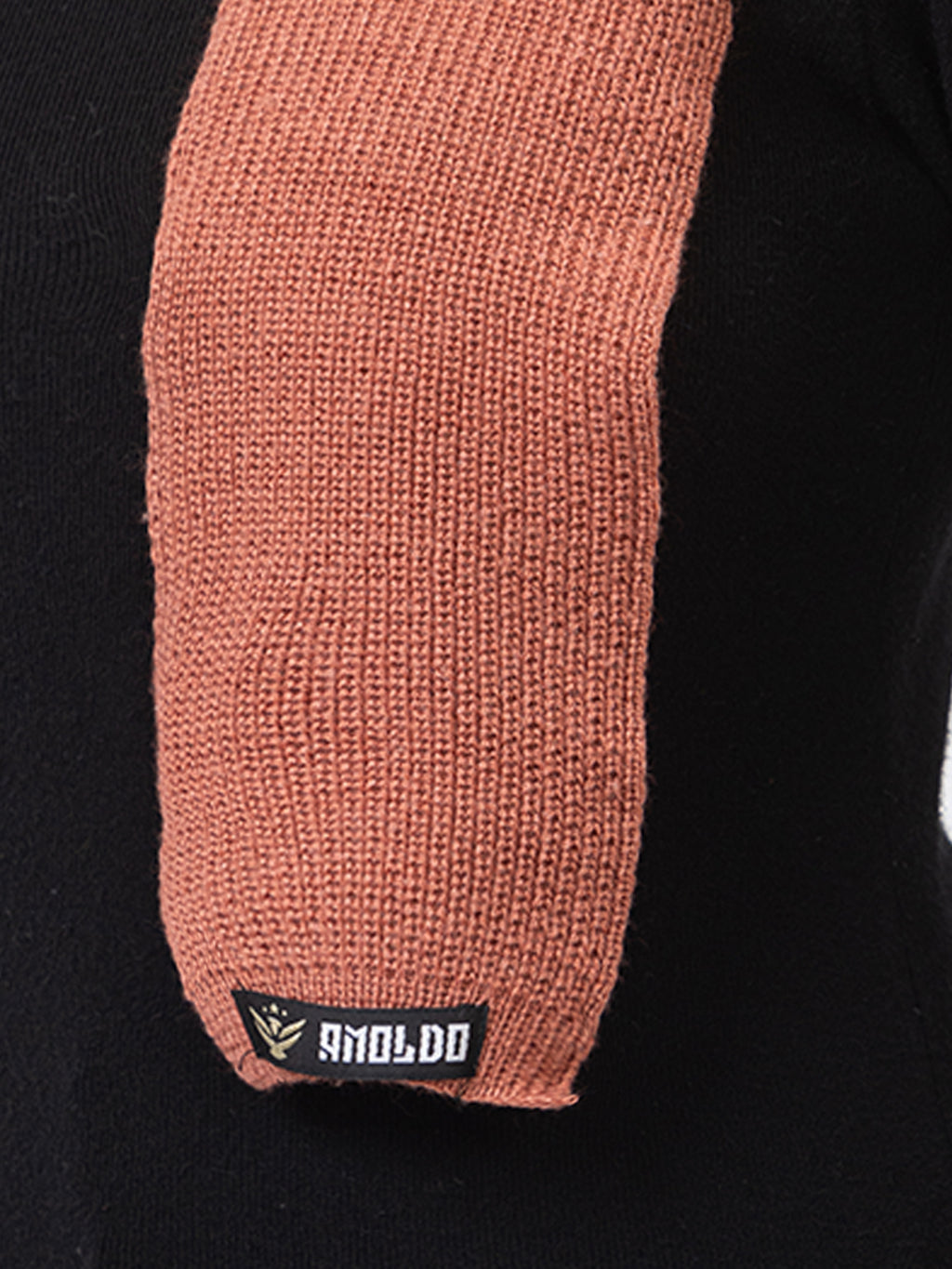 AMOLDO Women's Wool Beanie Fleece Cap with Attached Scarf- Rust