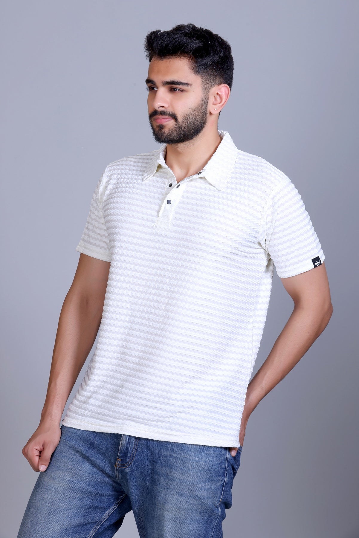 Amoldo Textured polo t-shirt men white