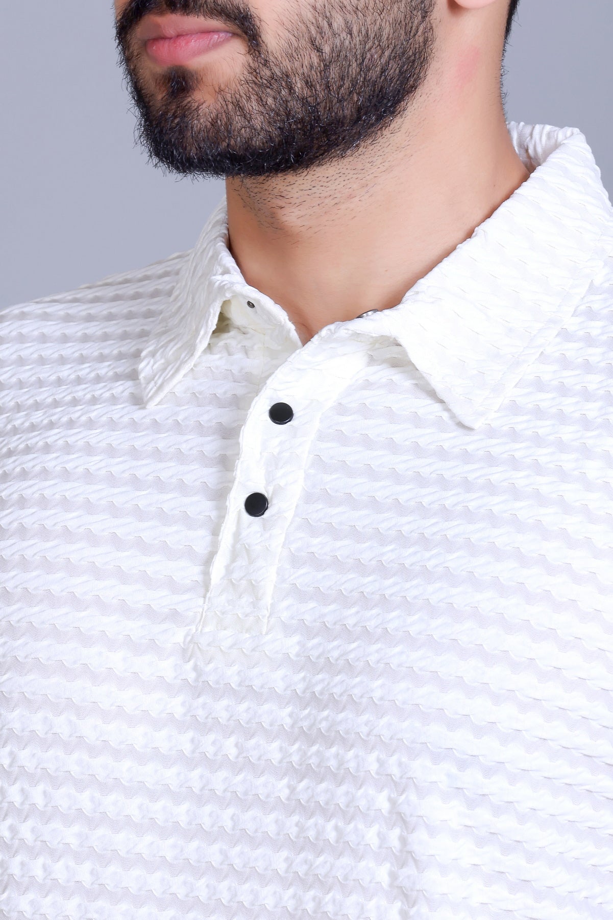 Amoldo Textured polo t-shirt men white