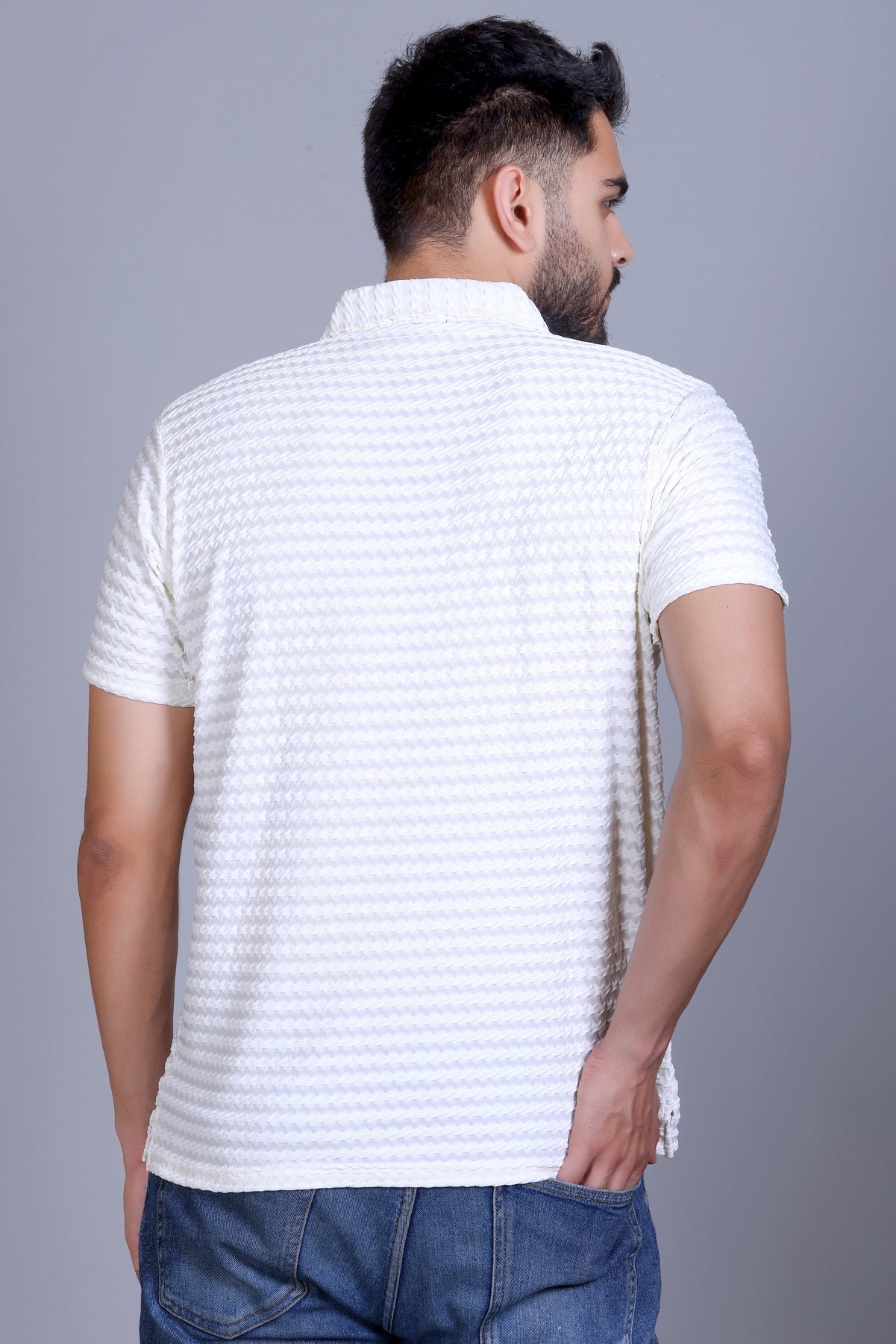 Amoldo Textured polo t-shirt men white