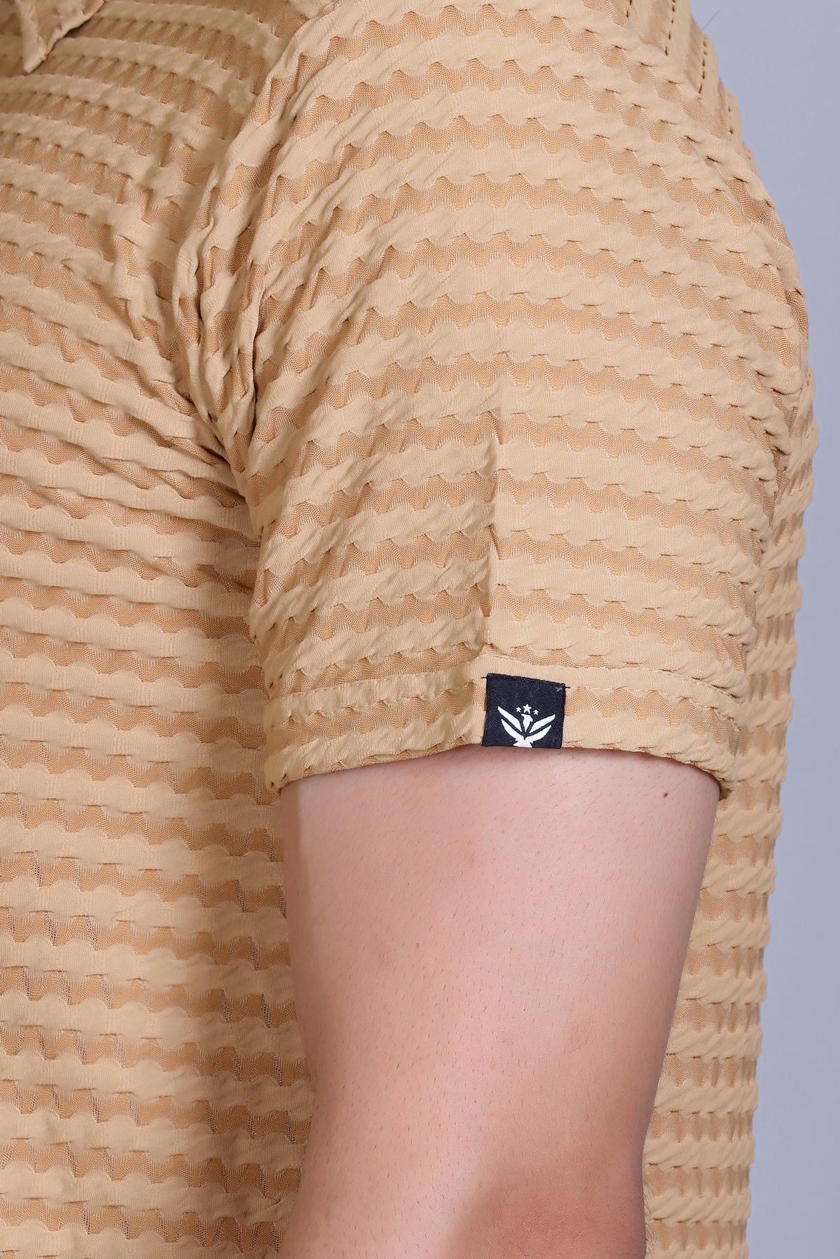 Amoldo Textured polo t-shirt men beige