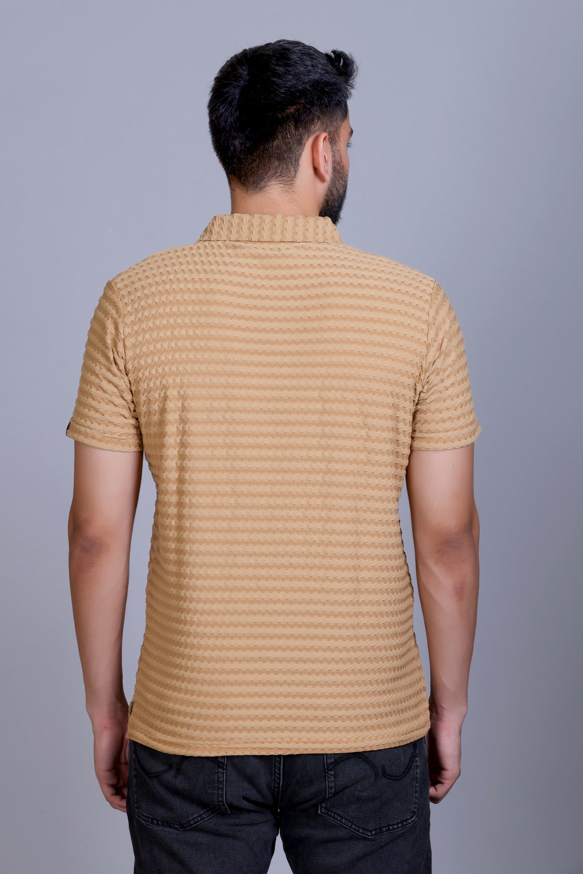 Amoldo Textured polo t-shirt men beige