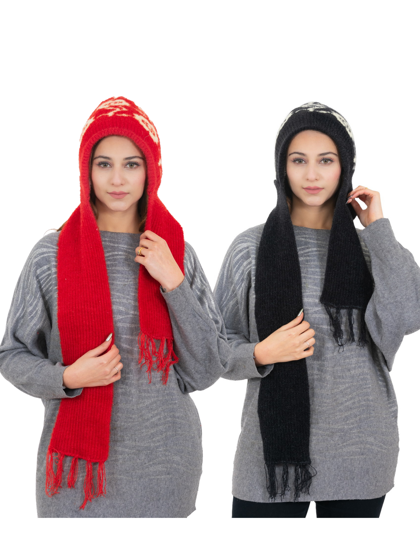 AMOLDO Women's Soft Knitted Warm Woolen Cap with Woolen Muffler Combo (Pack of 2)