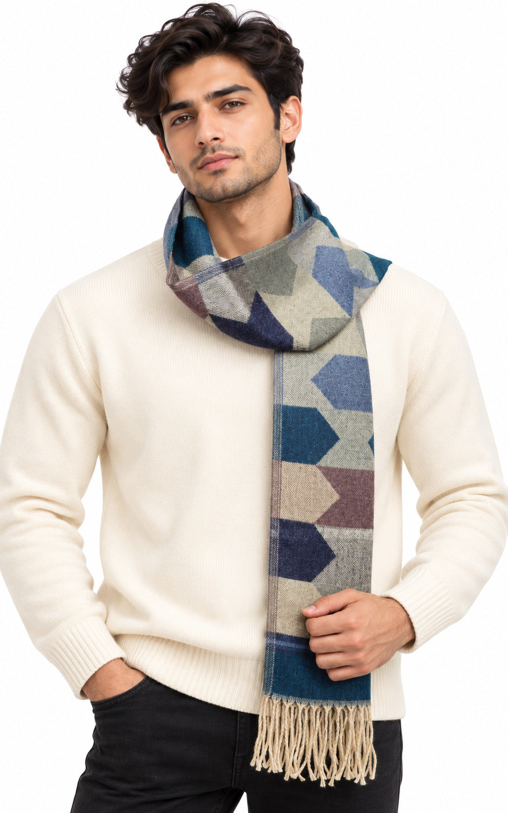 Woolen Arrow Muffler- Sky Blue | Amoldo