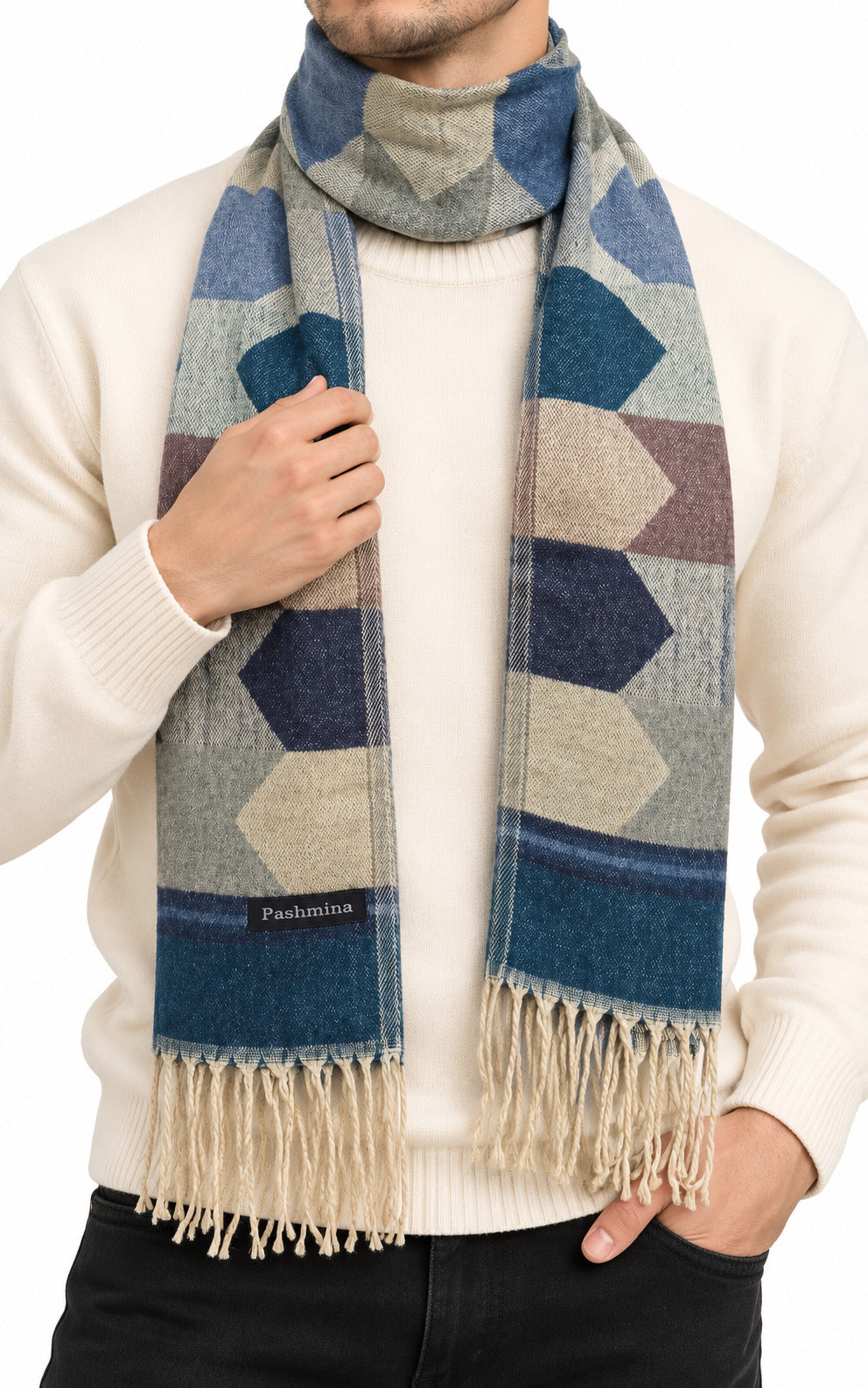 Woolen Arrow Muffler- Sky Blue | Amoldo