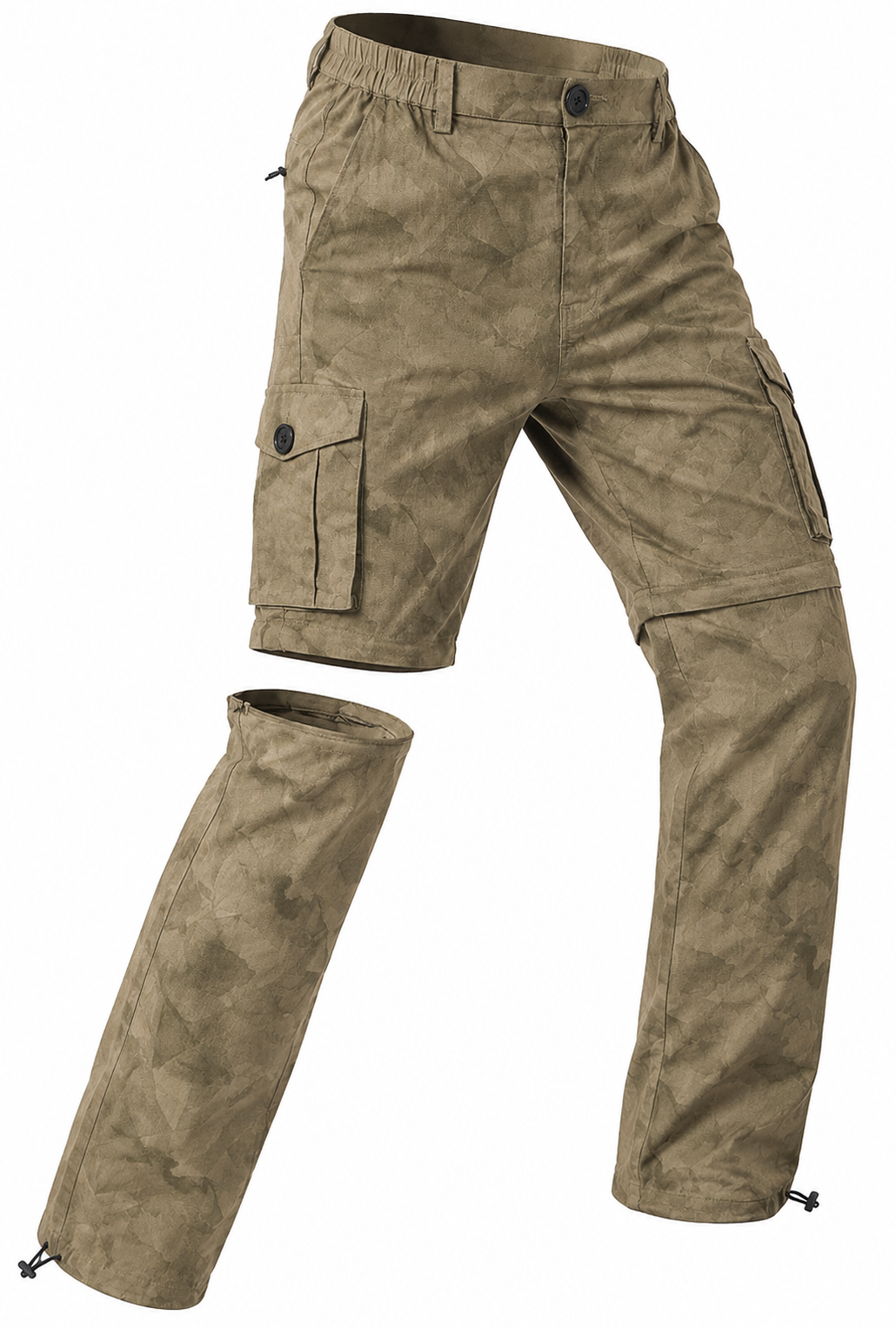 Men's 2-in-1 Camouflage Convertible Cargo Pants - Brown