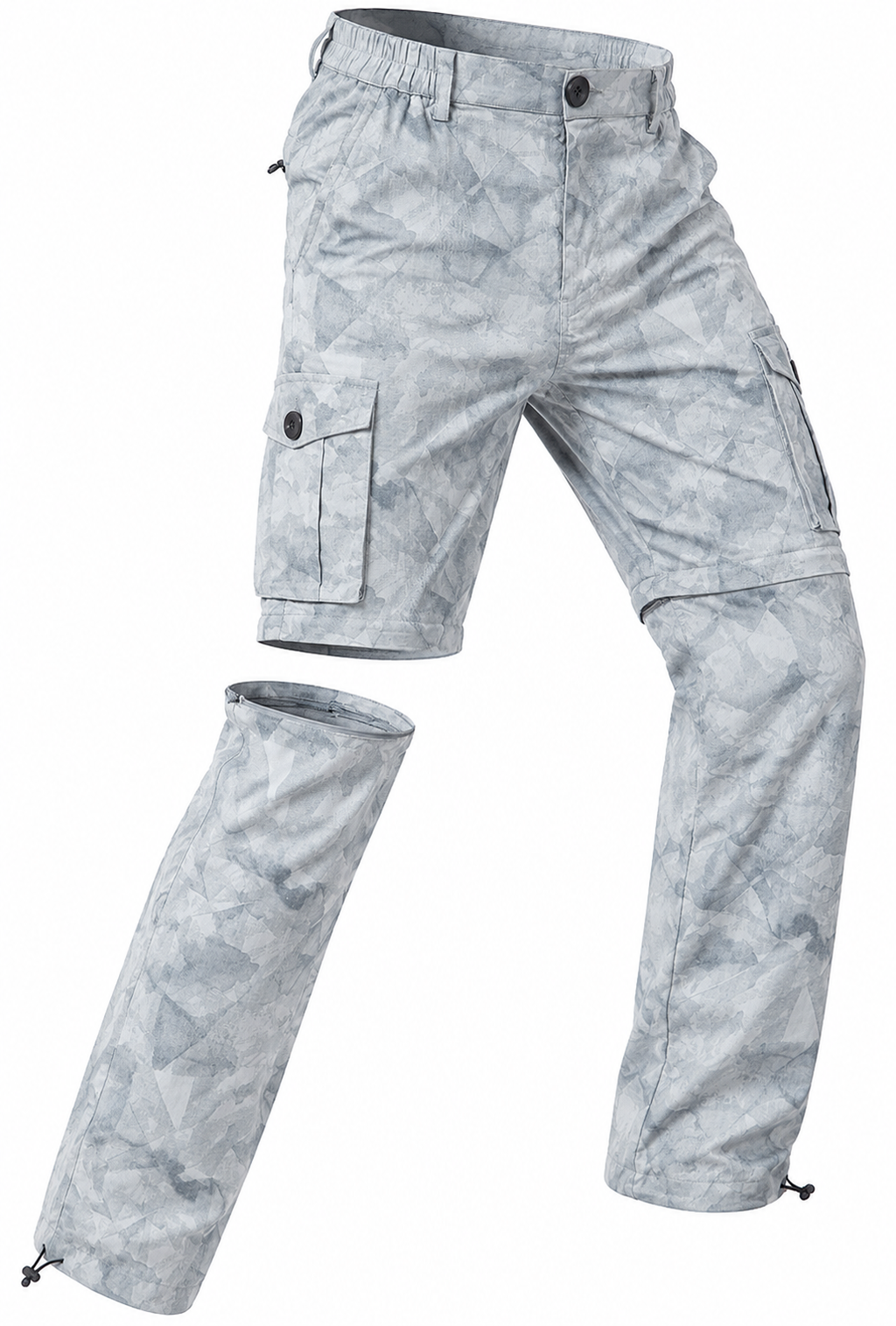 Men's 2-in-1 Camouflage Convertible Cargo Pants - Light Grey
