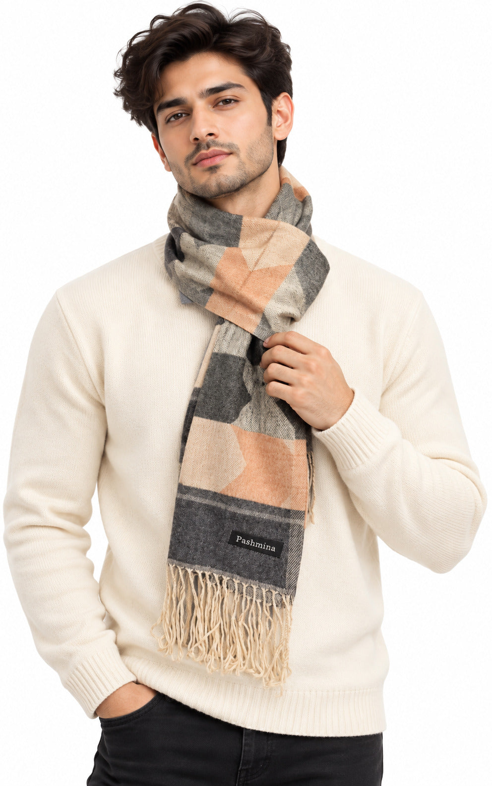 Woolen Arrow Muffler- Navy| Amoldo