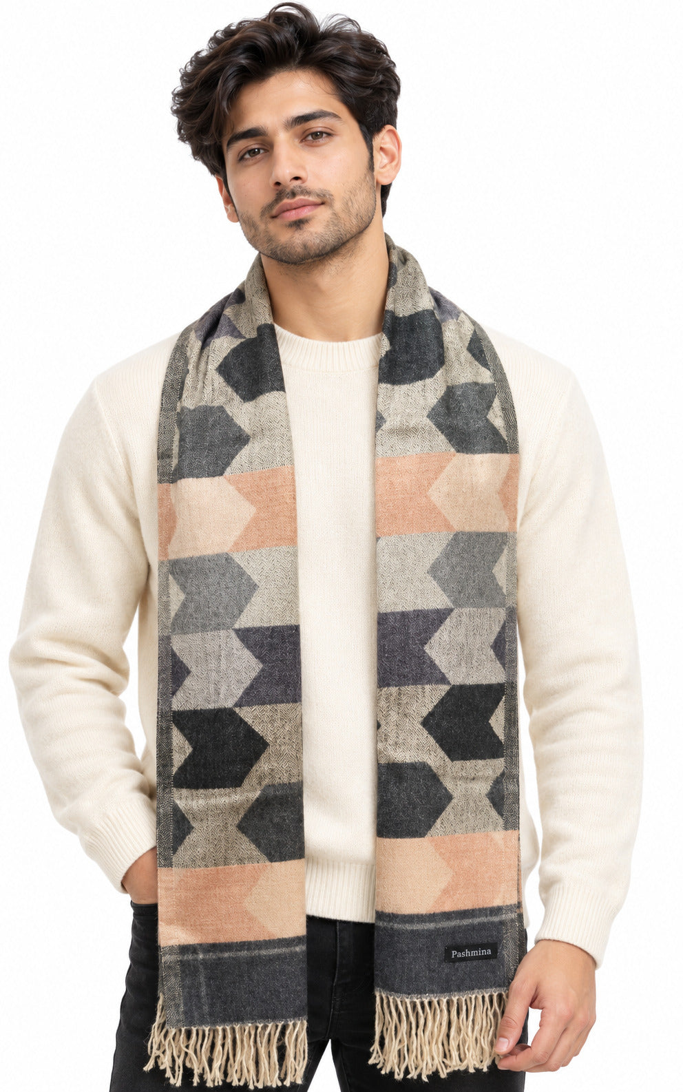 Woolen Arrow Muffler- Navy| Amoldo