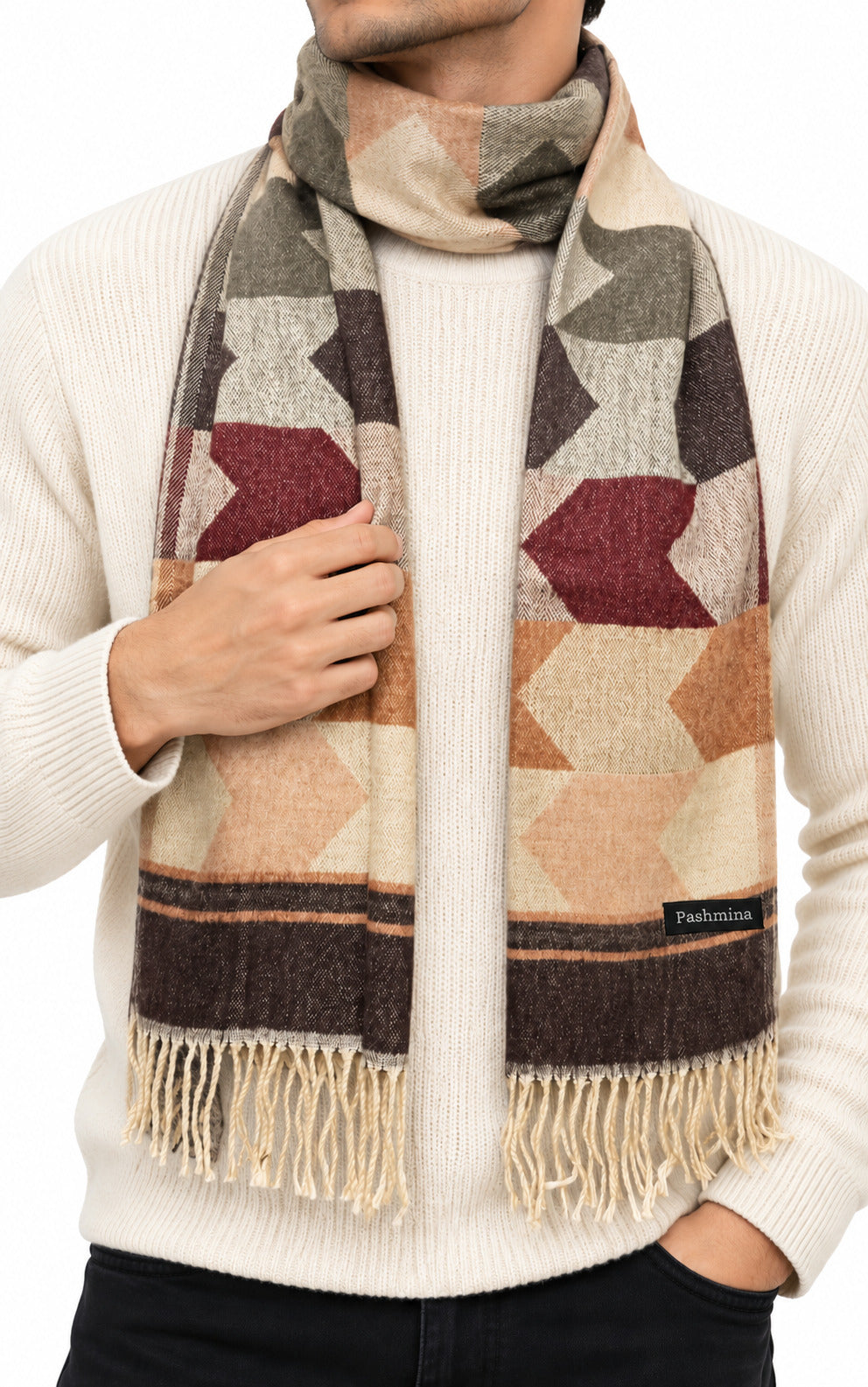 Woolen Arrow Muffler- Brown | Amoldo