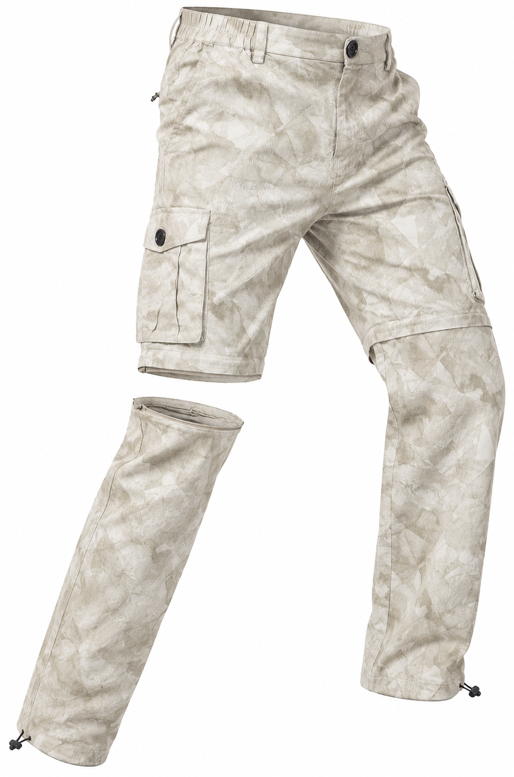 Men's 2-in-1 Camouflage Convertible Cargo Pants - Beige