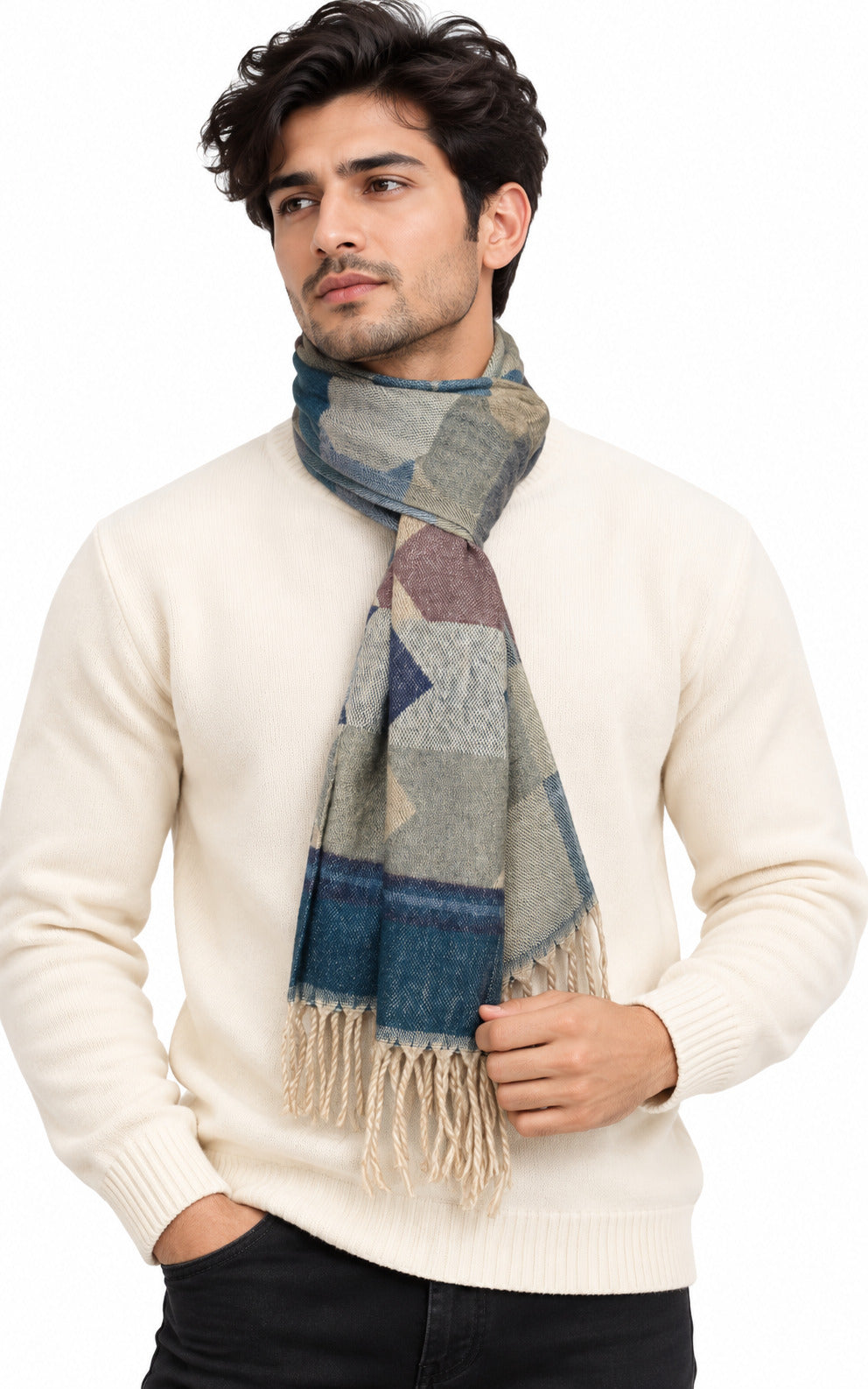 Woolen Arrow Muffler- Sky Blue | Amoldo