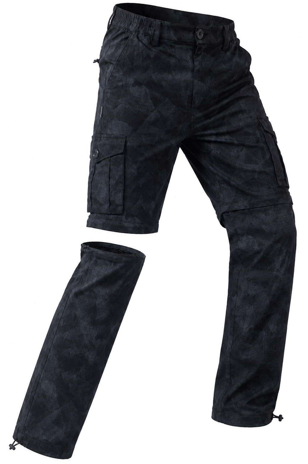 Men's 2-in-1 Camouflage Convertible Cargo Pants - Black
