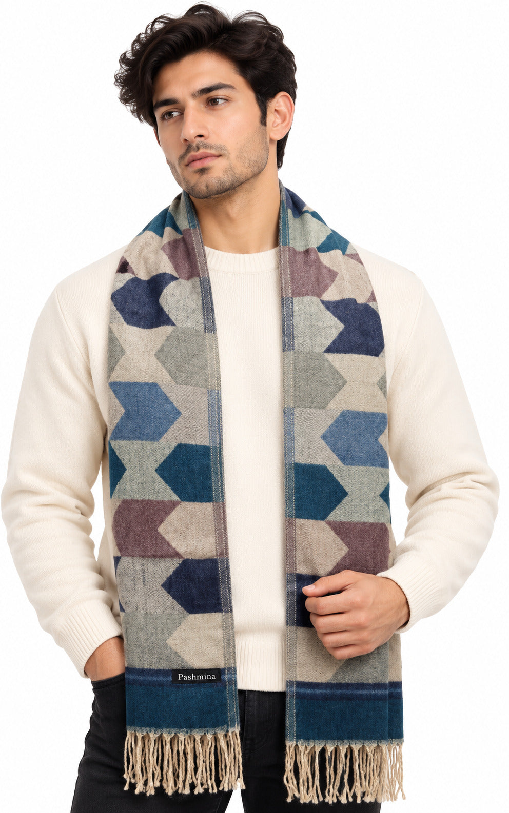 Woolen Arrow Muffler- Sky Blue | Amoldo
