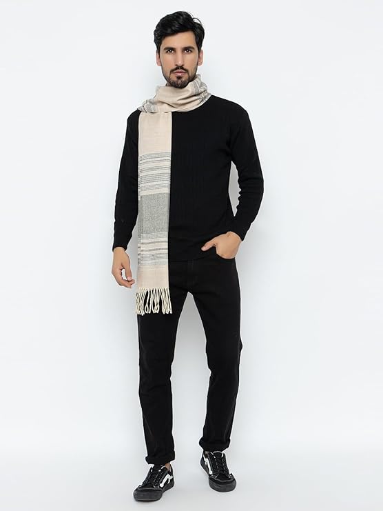 Woolen Stripped Muffler- Skin | Amoldo