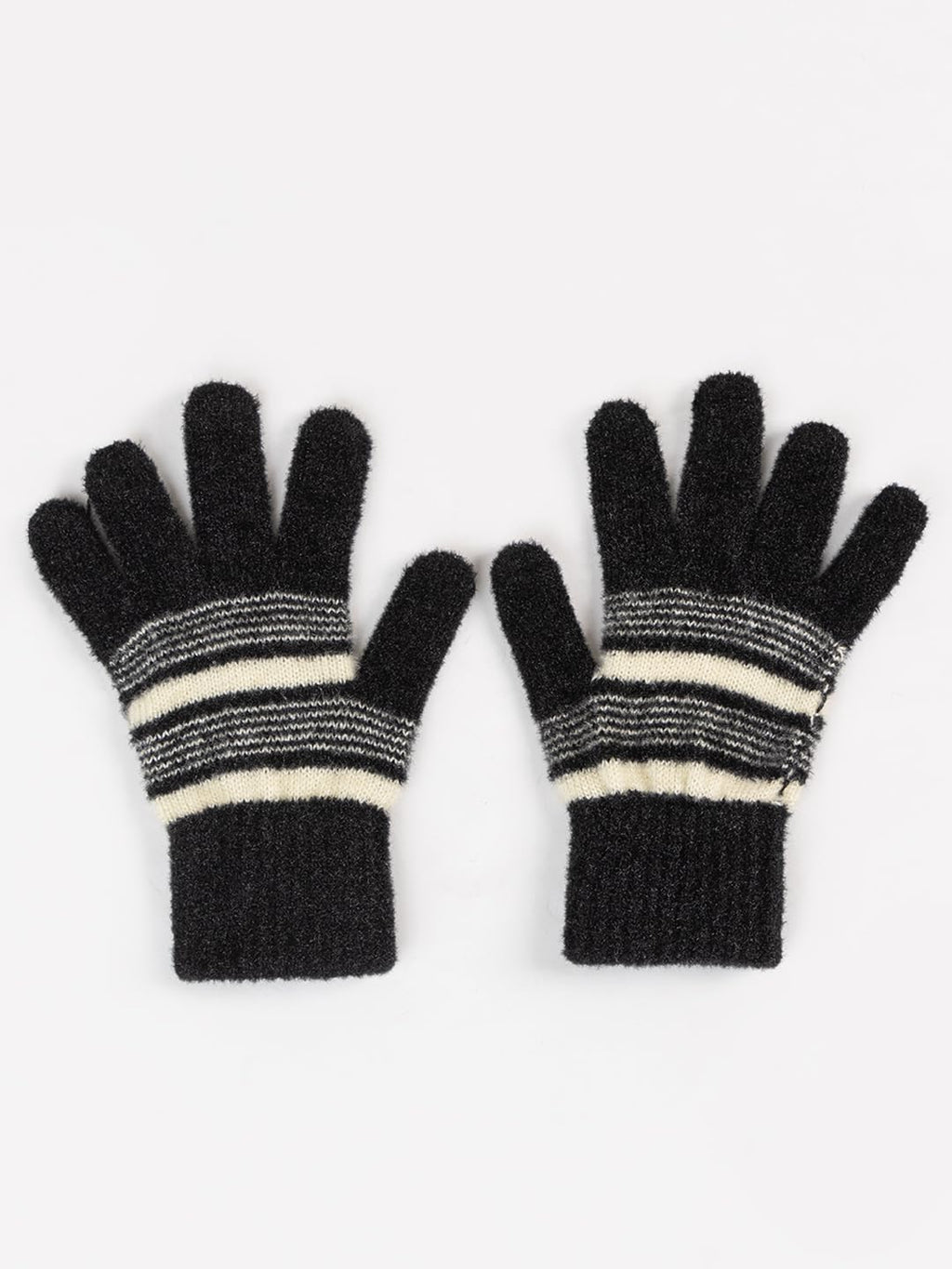 AMOLDO Women's Soft Knit Fur Cap with Muffler and Gloves Combo | Black