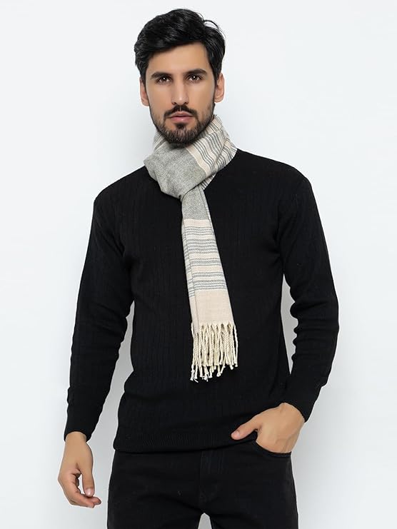 Woolen Stripped Muffler- Skin | Amoldo