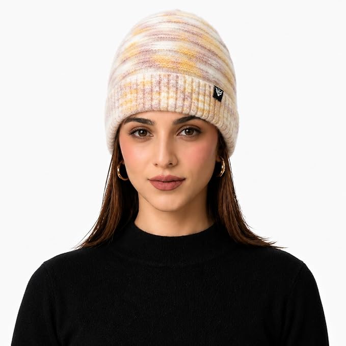 AMOLDO Women’s Knitted Beanie Cap – Soft Warm Winter Hat - Yellow