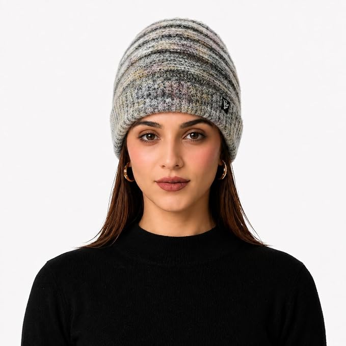 AMOLDO Women’s Knitted Beanie Cap – Soft Warm Winter Hat - Black