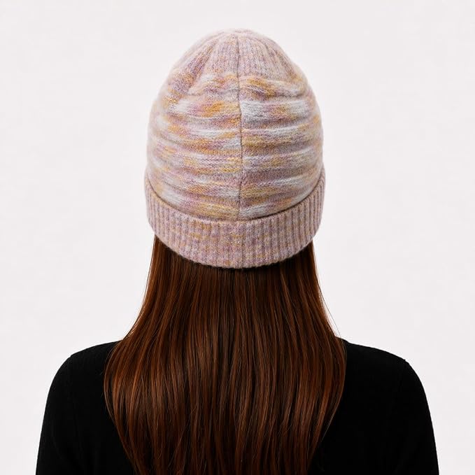 AMOLDO Women’s Knitted Beanie Cap – Soft Warm Winter Hat - Purple