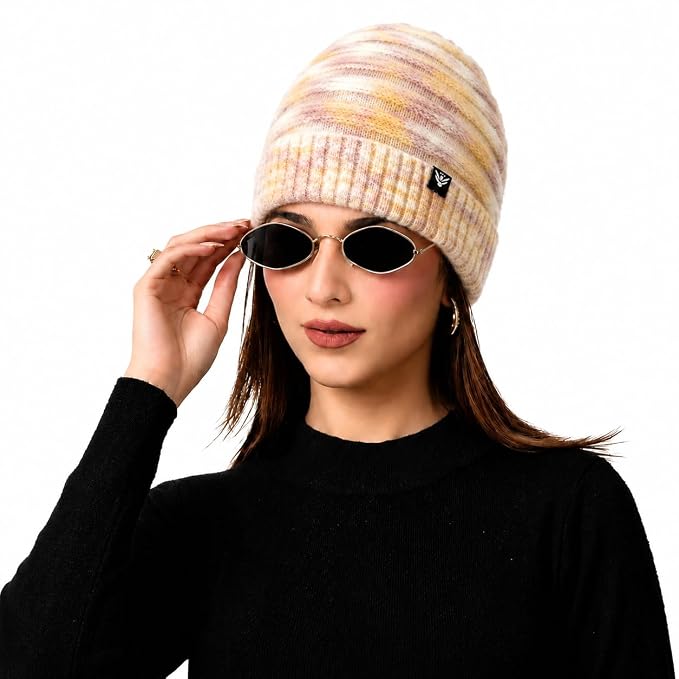 AMOLDO Women’s Knitted Beanie Cap – Soft Warm Winter Hat - Yellow