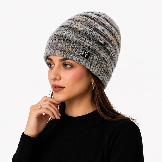 AMOLDO Women’s Knitted Beanie Cap – Soft Warm Winter Hat - Black