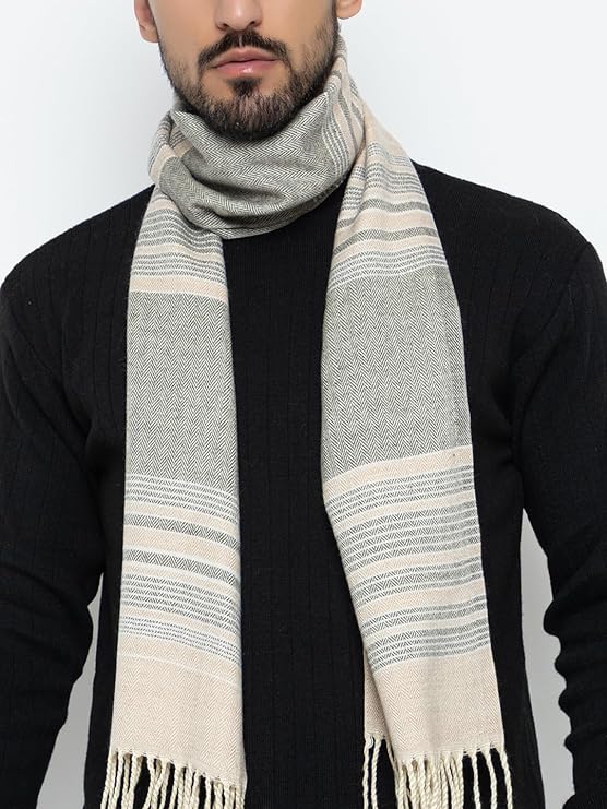 Woolen Stripped Muffler- Skin | Amoldo