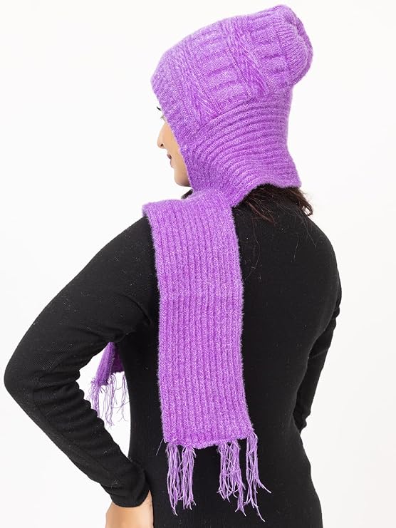 Woolen plain Muffler Cap for Women- Purple | AMOLDO