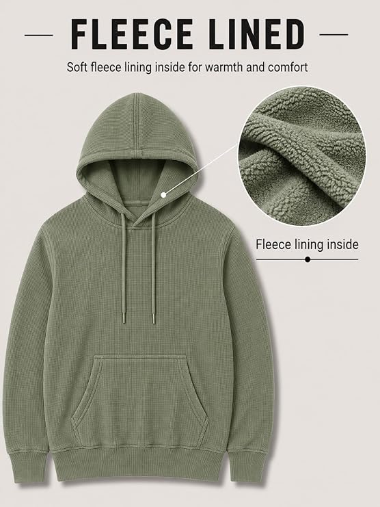AMOLDO Women's Textured Hoodie | Kangaroo Pocket Full Sleeve Hooded Sweatshirt