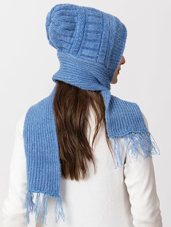 Woolen plain Muffler Cap for Women- Sky Blue | AMOLDO