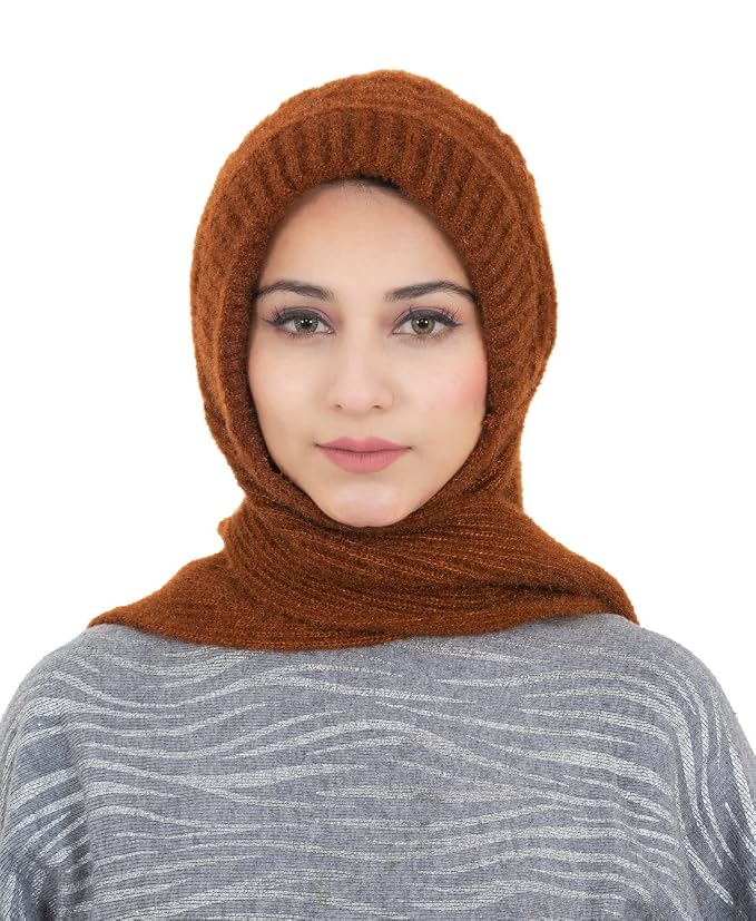 AMOLDO Women's Soft Knit Fur Cap with Muffler and Gloves Combo | Brown