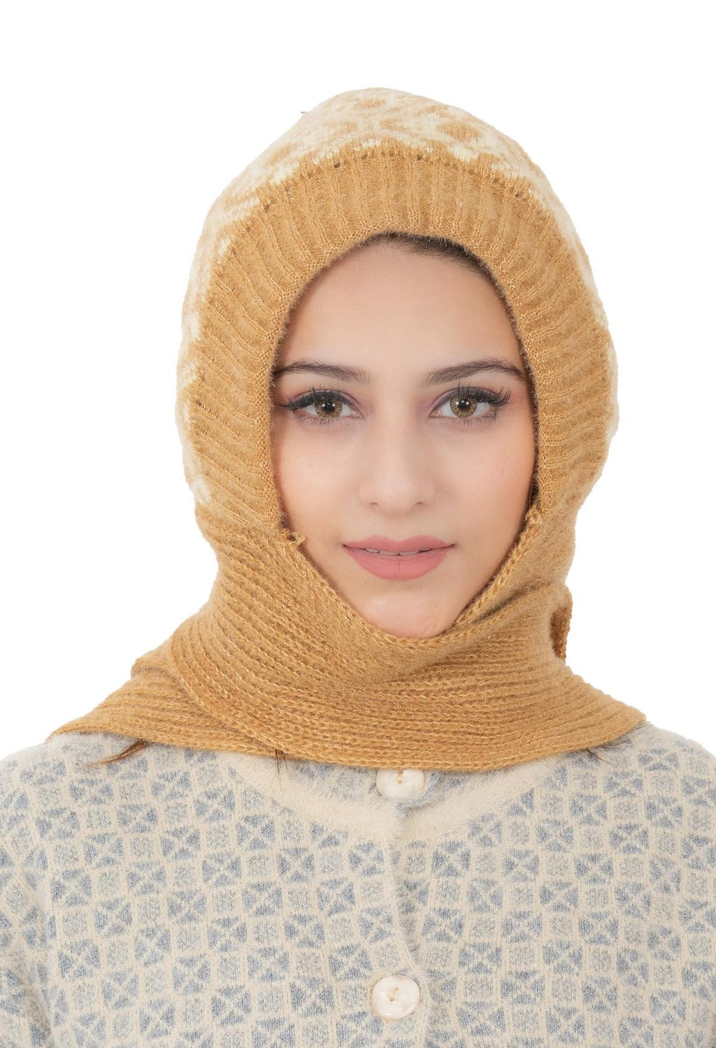 AMOLDO Women's Soft Knit Fur Cap with Muffler and Gloves Combo | Beige