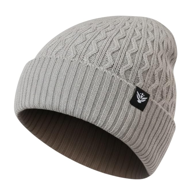 Unisex Woolen Beanie Cap | Warm Winter Hat | Zigzag Design - Grey