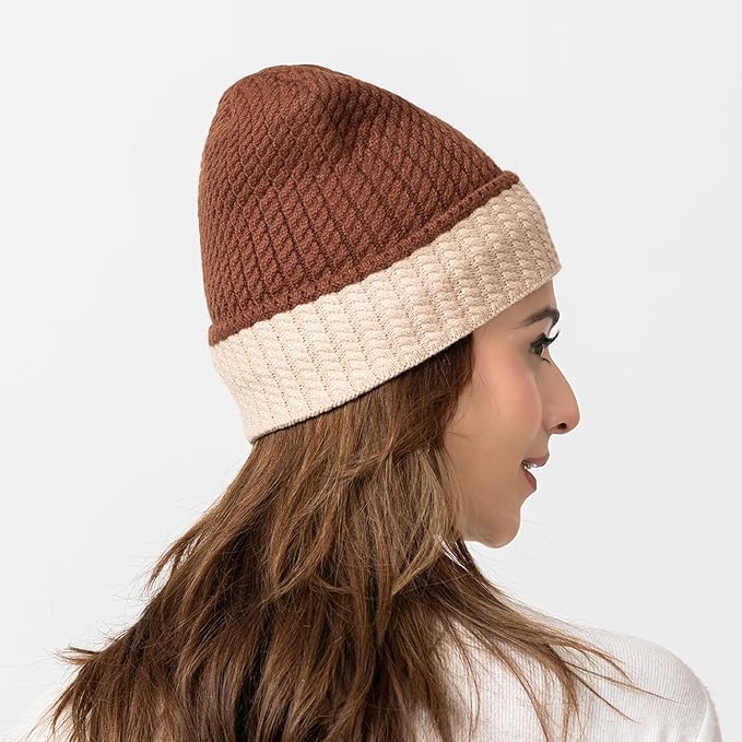 Unisex Woolen Winter Cap | Warm Knit Beanie - Brown